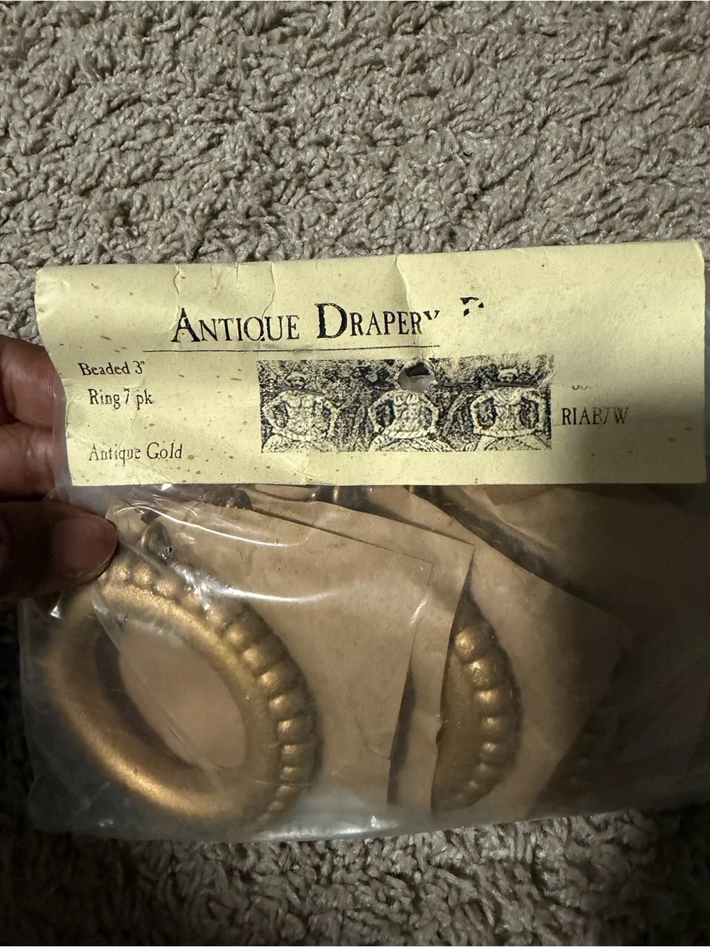 Antique Gold Wood Drapery Rings - 7 Pack x 2
